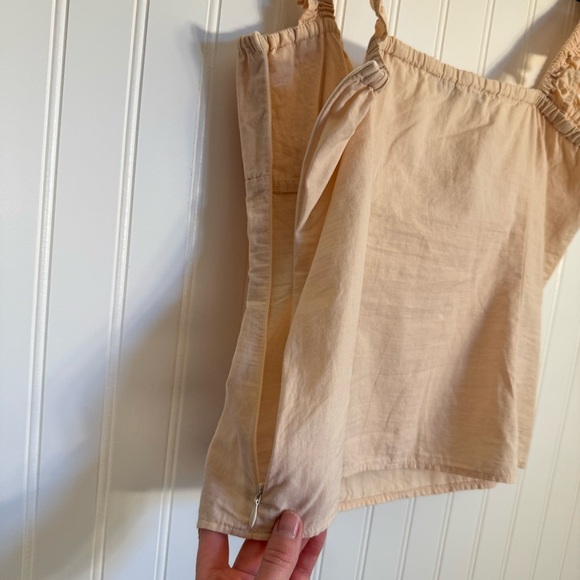 Simple Retro Ruched Bust Knot Front Ruffle Trim Cami Top Women’s Size Large - Picture 6 of 9